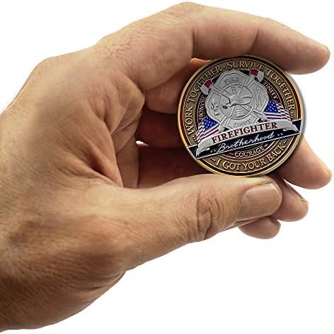 & Emblem - Firefighter Brotherhood Challenge Coin Saint Florian in Deluxe Display tin with Bonus polishing Cloth
