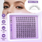 ALICE Natural Lash Extensions Kit Invisible Band Lash Clusters Kit Wispy10-14mm Eyelash Extensions C Curl Individual Cluster Lashes Kit with Lash Remover DIY at Home