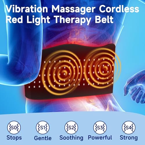 Cordless Red Light Therapy Belt: Portable Wireless Infrared Light Wrap Vibration Massage Belt with Heat for Back, Waist, Shoulder Pain Relief, Gifts for Women at Home