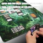 Premium Board Game 24x14in TCG Playmat Compatible for OCG CCG RPG MTG Play Mats,Mousepad Desk Mat (040322-Green Wolf)