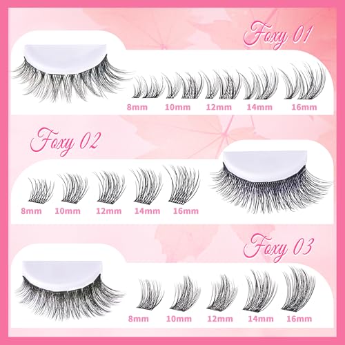 Lash Clusters Kit - 30D 40D Lash Clusters WideSpan 8-16MM Eyelash Clusters D Curl Lash Extension Kit Natural Wispy Eyelash Extension Kit Lashes Clusters with Bond Seal Cluster Eyelash Extensions DIY