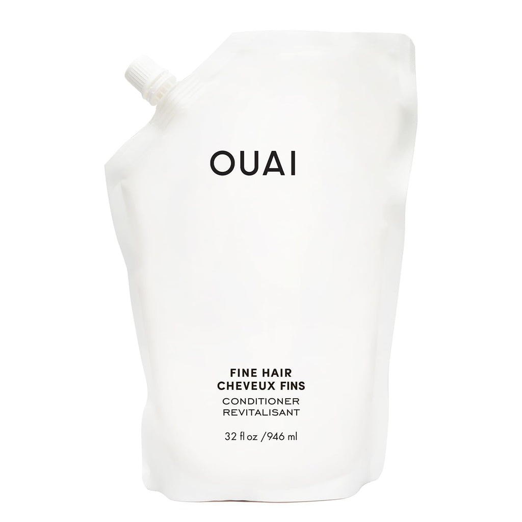 OUAI Fine Hair Conditioner Refill - Volumizing Conditioner Made with Keratin, Biotin and Chia Seed Oil - Adds Softness, Bounce and Volume - Free from Parabens, Sulfates, and Phthalates - 946ml
