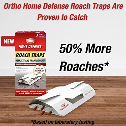 Ortho Home Defense Roach Trap with Bait Tablets, Cockroach Killer, Baited Glue Traps, Roach Traps, High Catch Rate, Roach Killer Indoor Infestation for Homes & More, 30 Traps (6 Pack)…