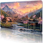 MTG Playmat with Zones Magic Card Playmat Game Mat,TCG & CCG Card Games Mat with Free Storage Bags Size 24 x 14 Inches (with Zones,Mountain)