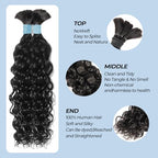 Human Braiding Hair 110g 14Inch Water Wave Bulk Boho Hair for Braiding Wet and Wavy Human Hair for Boho Braids Curly 100% Human Hair Extensions for Braiding Hair (1B, 14inch)