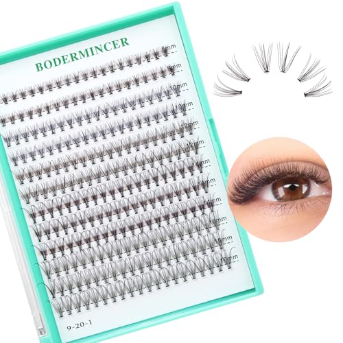 Bodermincer Cluster Lashes 240pcs Large Tray D Curl Individual Eyelashes False Eyelashes Extension DIY at Home (10D-20D Mixed)