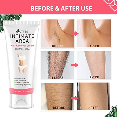 Intimate/Private Hair Removal Cream for Women, for Unwanted Hair in Underarms, Private Parts, Pubic & Bikini Area, Painless Flawless Depilatory Cream, Sensitive Formula Suitable for All Skin Types