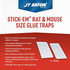 JT Eaton 111-00PRE6 Stick-Em Rat and Mouse Double Glue Trap Tray, 10" x 5", Non-Toxic, Case of 6