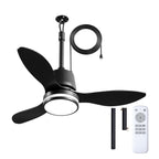 Amico 36 Inch Outdoor Ceiling Fans with Lights for Patios, IP65 Waterproof Gazebo Fan Remote Control,3CCT, 6 Speeds, Hook Hanging Plug in Ceiling Fan for Patio Porch Pergola Garage Canopy (Black)