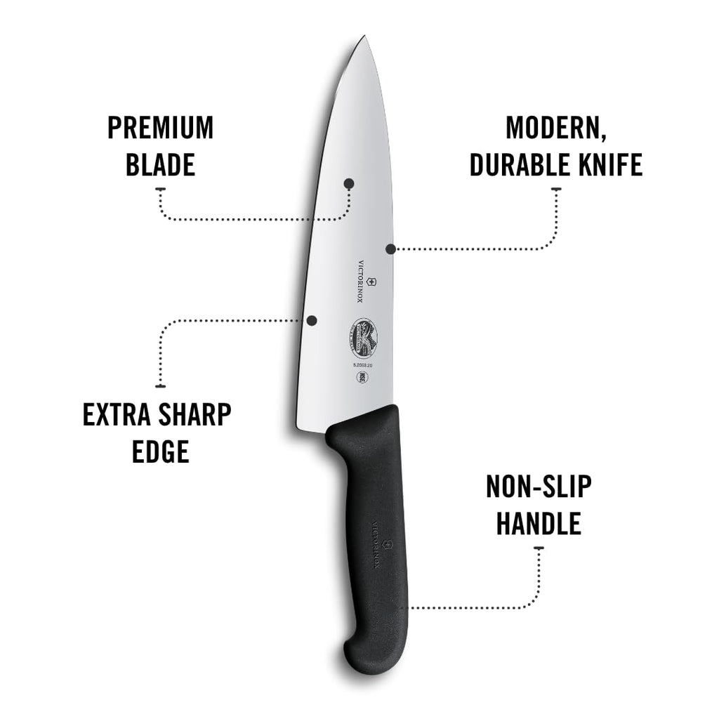 Victorinox Fibrox Pro 8 Inch Chef’s Knife, Dishwasher Safe, Black