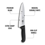 Victorinox Fibrox Pro 8 Inch Chef’s Knife, Dishwasher Safe, Black