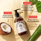 Fable and Mane HoliRoots Coconut Oil Shampoo for Women - Moisturizing, Hydrating, Clarifying for Dry, Damaged Hair - 8.5 FL oz