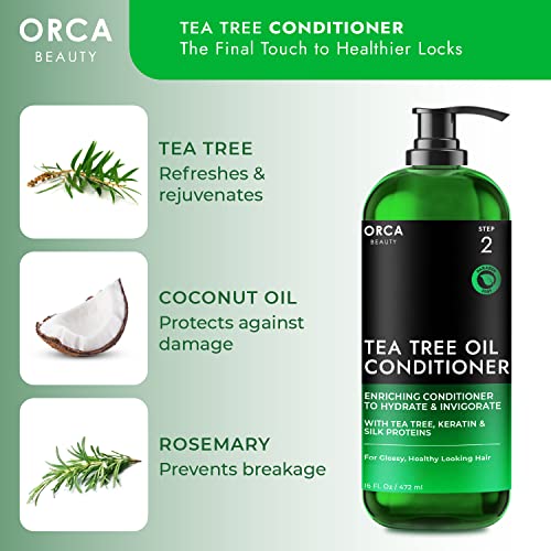 Tea Tree Shampoo and Conditioner Set, Shampoo and Conditioner for Oily Hair 2x16oz Tea Tree Oil Shampoo for Oily Hair, Dry Scalp Dandruff Shampoo and Conditioner for Men & Women, Tea Tree Conditioner