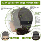 Chocolate Brown Lace Front Wig Human Hair 180% Density Brown Body Wave 13x4 Lace Front Wigs Human Hair for Black Women 4# Colored Wigs Human Hair (24inch)