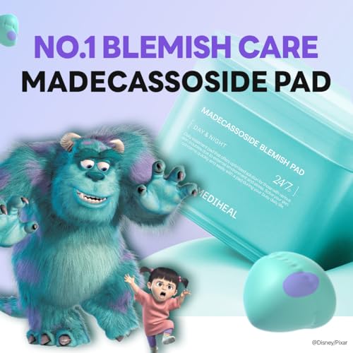MEDIHEAL Madecassoside Toner Pads [Disney Pixar Edition]-Centella Asiatica to Improve Uneven Skin Tone - Vegan Face Gauze Pads, Full size 100 Pads + Refill 100 Pads