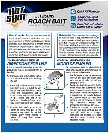 Hot Shot Ultra Liquid Roach Bait, Kills in Hours, 6 pack including 3 units Per Pack