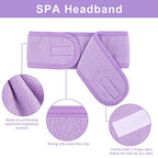 Whaline Spa Facial Headband 4 Packs Head Wrap Terry Cloth Headband Adjustable Stretch Towel for Bath, Makeup and Sport (Light Purple)