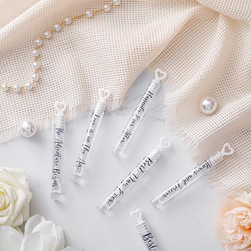 120 Count Wedding Mini Bubble for a Wedding Wands Bulk Heart Bubble Wand for Guests Send Off Party Supplies Valentine Anniversaries Celebration (Love Always)