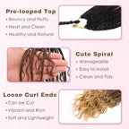 Goddess Box Braids Crochet Hair 14 Inch 7 Packs Boho Hair for Women Pre Looped Crochet Box Braids with Curly Ends, T1B/3/27