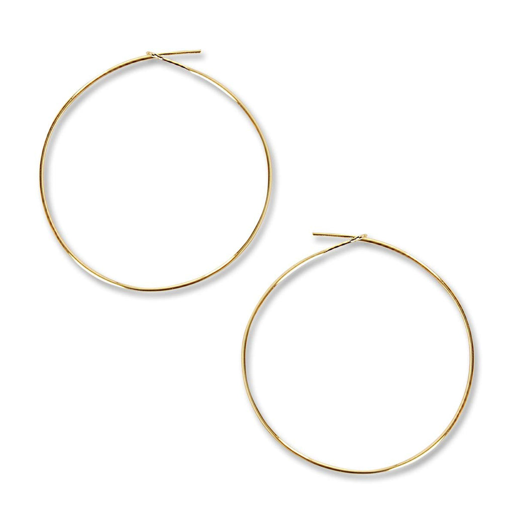Thin Hoop Earrings for Women - Hypoallergenic 18K Gold Plated Round Hoops