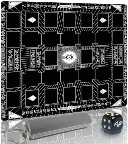for Yugioh Playmat, 2-Player, Limited Edition Rare Dice and Free Storage Bag Master Rule Duel Field Zones, Large Card Game Mat (Thousand-Eyes)
