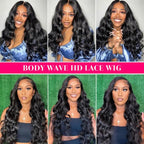 13x6 Body Wave Lace Front Wigs Human Hair Pre Plucked Glueless Wigs Human Hair 180% Density HD Transparent Lace Frontal Wigs Human Hair for Black Women Body Wave Wig 20 Inch