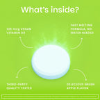 EZ Melts Dissolvable Vitamin D3 5,000 IU - Vegan Vitamin D Supplement for Bone & Teeth Support - No Artificial Flavors - Plant-Based & Non-GMO - Green Apple - 90 Dissolvable Tablets (90 Servings)