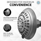 Luxury Spa Series Shower Head, 6 Spray Setting, 4.5 Inch Adjustable High Pressure Shower Head Fixture for Hard Water, 360-Degree Tilt Massage Shower System - Charcoal Gray Shower Head