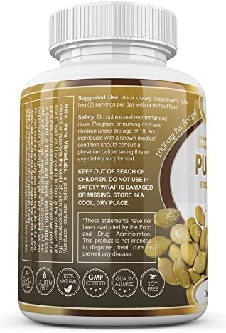 Pumpkin Seed Oil - 100% Cold Pressed Pure 1000mg Extraction - Best for Hair Growth, Younger Looking Skin & Face, Bladder Control Supplement, 60 Softgels
