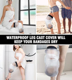 Knee Cast Cover for Shower, Waterproof Bandage Cast Protector for Knee Replacement Surgery, Wound, Burns Reusable Watertight Protection