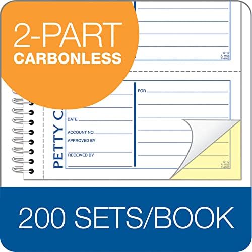 Adams Spiral Petty Cash Book, 2-Part, Carbonless, 4 Messages per Page, 200 Sets per Book (SC1156)