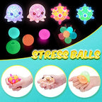 24 Pack Stress Balls, Squishy Balls, Squeeze Balls for Adults, Stress Relief Balls, Prize Box Stuffers, Party Favors