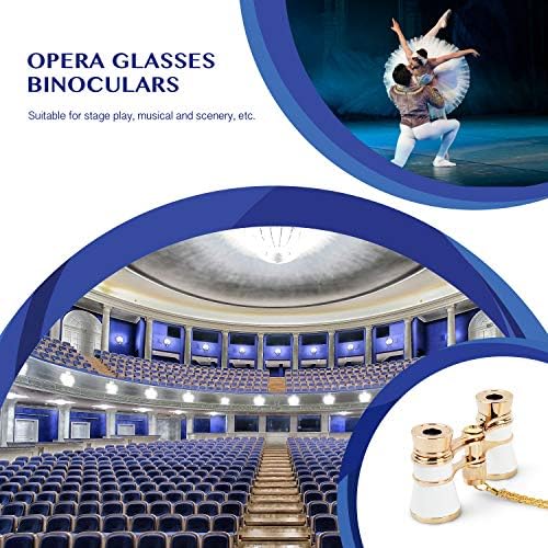 Aomekie Opera Glasses Binoculars 3X25 Theater Glasses Mini Binocular Compact with Chain for Adults Women in Musical Concert (White)