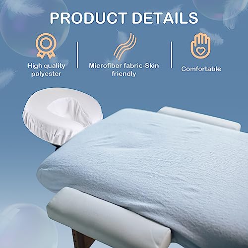 Tatuo 12 Pcs Face Cradle Covers for Massage Head Rest Microfiber Reusable Soft Thicker Massage Table Face Covers Oil Proof Headrest Cradle Sheets for Spa Beauty(White)