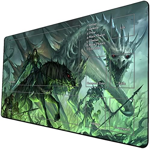 MTG Playmat, Game Play Mat for MTG TCG 24 x 14 inches Trading Card Inked Game Playmats with Storage Bag Smooth Rubber Surface Battle Game
