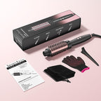 Thermal Brush Blowout, Curling Iron 1.5 Inch Thermal Round Hair Curling Brush with 5 Temp Settings, Universal Voltage, Tourmaline Ceramic, Negative Ion Technology, New Update Rose Gold