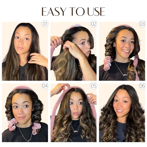 Yanibest Heatless Hair Curler, No Heat Hair Curlers to Sleep in, Overnight Satin Heatless Curling Set with Hair Scrunchies Clip, for All Hair Types
