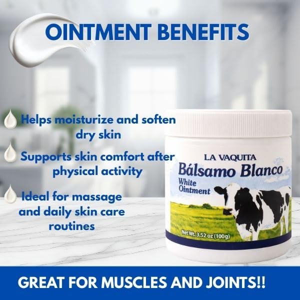 Cosmetic Ointment & La Vaquita Bálsamo Blanco (3.52 oz Each) for Sweating, Fat Burning, Joint Relief, and Muscle Recovery