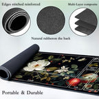 for MTG Game Playmat, for Magic TCG Rubber Play mat,Tabletop Card Playmats with Smooth Surface,Trading Card Inked Game Mat with New Zones,Battle Game,Wildflowers in Black