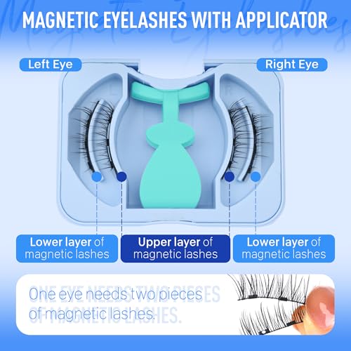 Magnetic Eyelashes Half Lashes Magnetic Eyelashes with Applicator Cat Eye Magnetic Lashes Wispy Magnetic Eyelashes Natural Look No Glue Needed False Eyelashes Magnetic Lashes with Clamp by Eefofnn