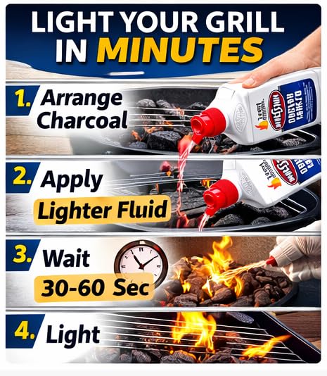 Charcoal Lighter Fluid, Odorless, Faster Lighting, 32 oz, 4 Pack