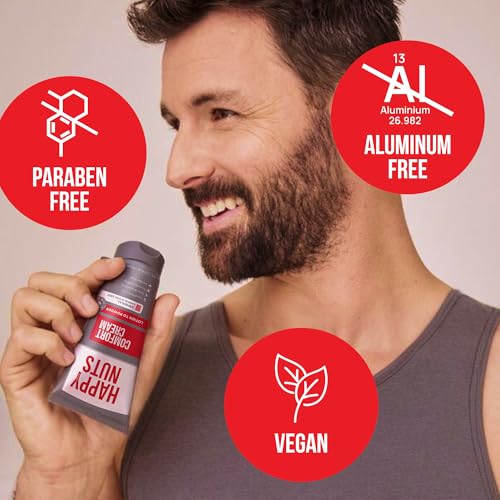 HAPPY NUTS Comfort Cream Deodorant For Men: Anti-Chafing Sweat Defense, Odor Control, Aluminum-Free Mens Deodorant & Hygiene Products for Men's Private Parts 2.25 oz. (Original)