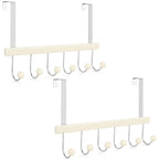 TOPIA HANGER Over The Door Hooks for Hanging, Towel Hooks Towel Racks for Bathroom, Coat Hooks Coat Rack Over The Door Organizer Hanging, Wooden Door Hangers for Coat Towel Hat Purse CT72W - 2 Pack