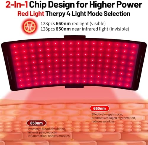 Red Light Therapy,Upgraded 2-in-1 Chips Red Light Therapy Lamp,660nm Red Light & 850nm Near Infrared Light Therapy Device with Red Light Therapy Belt and Stand Relieves Pain in All Parts of The Body