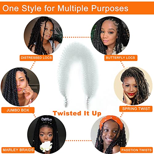 3 Packs Grey Afro Twist Hair 24 Inch Springy Afro Twist Hair Gray Pre-Separated Afro Twist Braiding Hair for Distressed Faux Soft Locs (24 Inch, 3Packs, Gray#)
