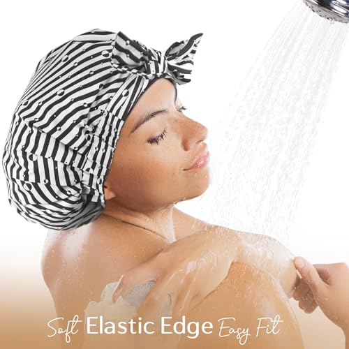 Yanibest Non-Slip Shower Cap for Women, Adjustable Luxury Waterproof Shower Cap, Reusable Cute Shower Cap Hair Cap to Keep Hair Dry