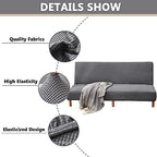 OQHAIR Armless Futon Cover Stretch Jacquard Sofa Slipcover Textured Small Checks Couch Cover Furniture Protector Machine Washable -Wine red-3Seater