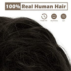 BARSDAR Human Hair Bun Extension - Human Hair Bun Scrunchie for Women Girls - Real Hair Buns Hair Piece Large Black Hair Bun Extensions Updo Chignons Daily - Natural Black