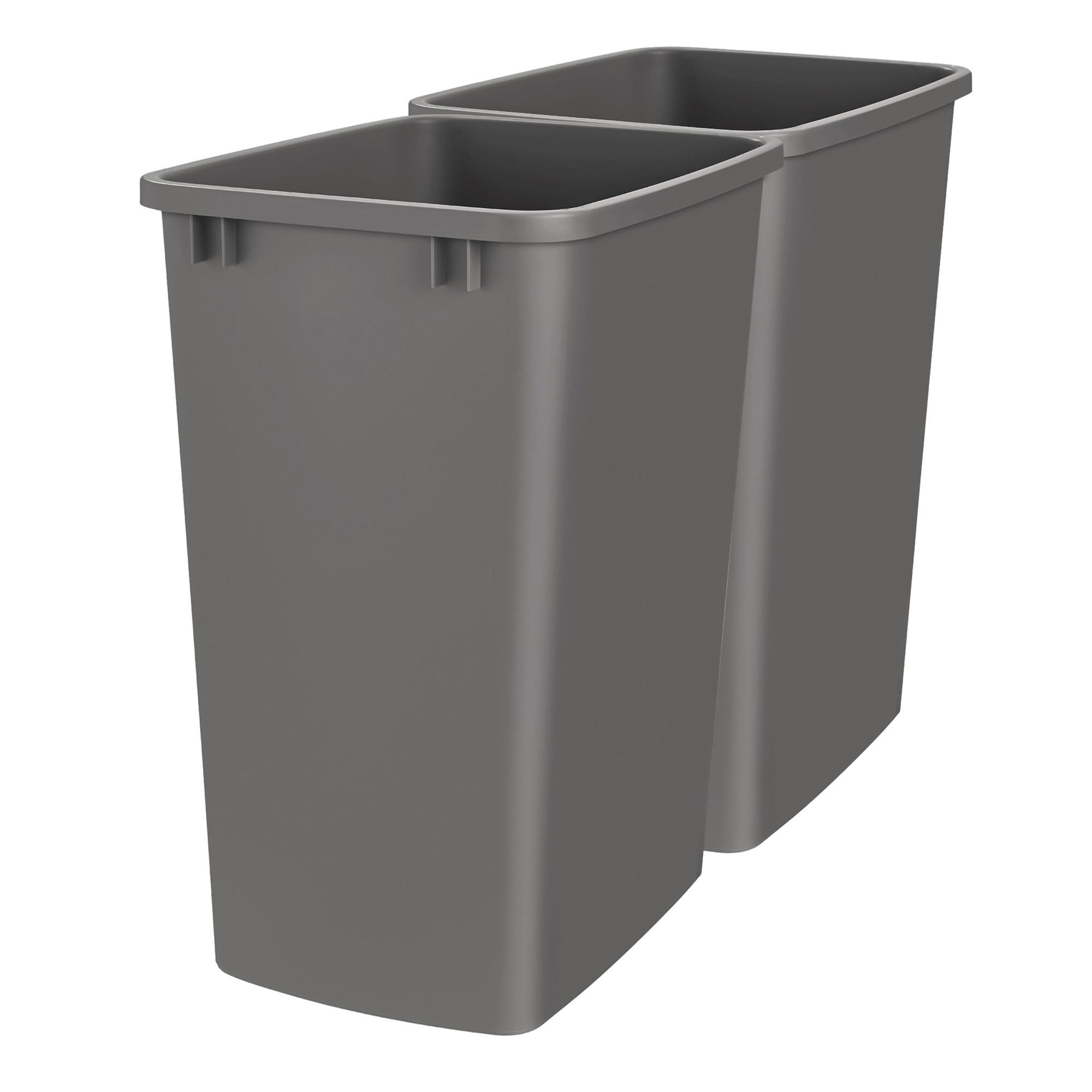 Rev-A-Shelf 2-Pack 35 Quart Polymer Replacement Trash Bin, Recycle Waste Garbage Container for Kitchen Cabinet Pullouts, Gray, RV-35-13-2 - Large Plastic Bins for Home and Office