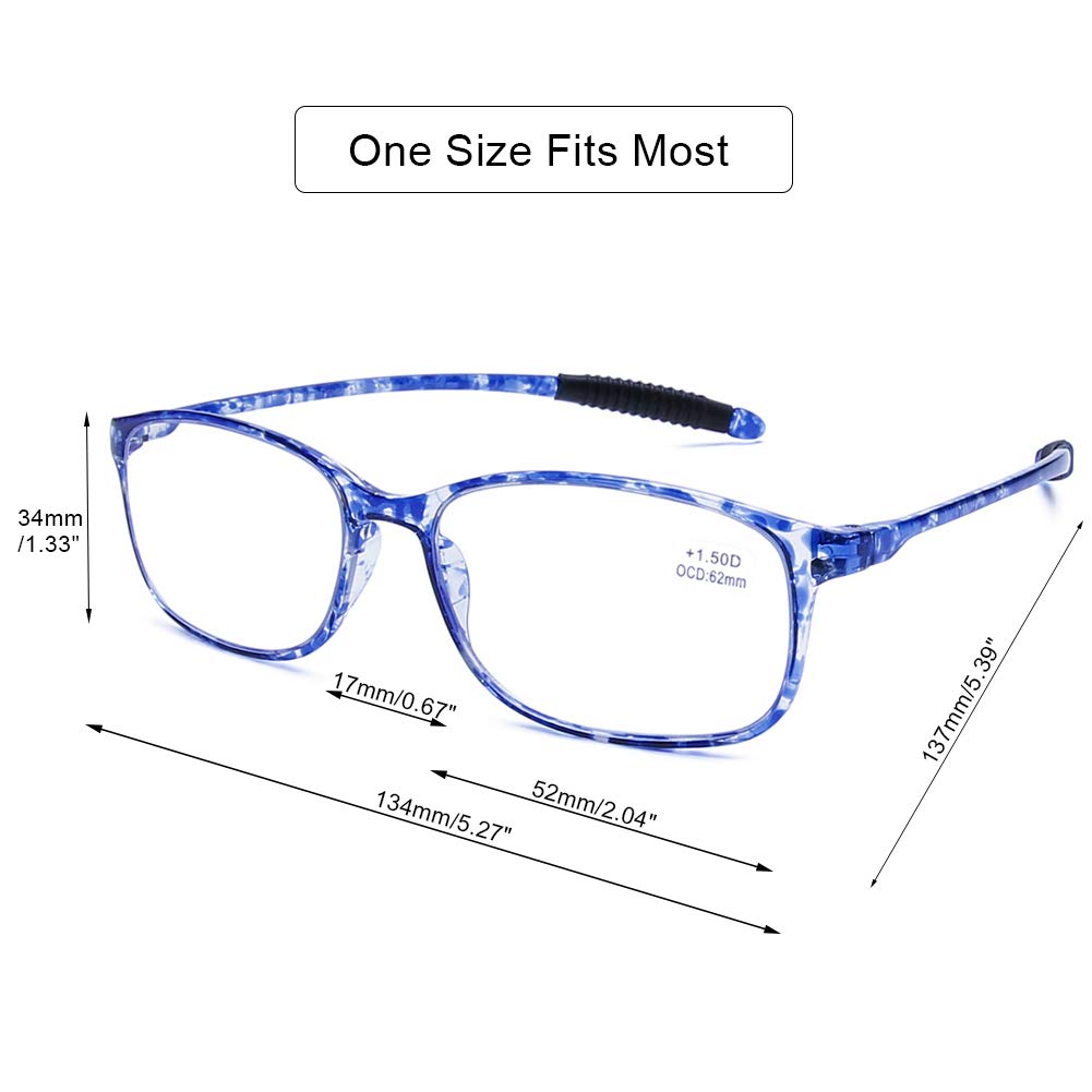 DOOViC Computer Reading Glasses 4 Pack Blue Light Blocking Glasses Anti Eyestrain Flexible Lightweight Readers for Women Men 2.75 Strength